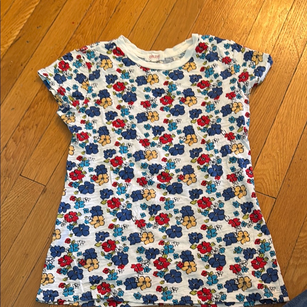 Goldie Floral Print Shirt - White, red, yellow and Blue, size XS